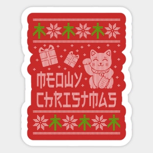 Meowy Christmas Ugly Cat Shirt and Sweatshirt Sticker